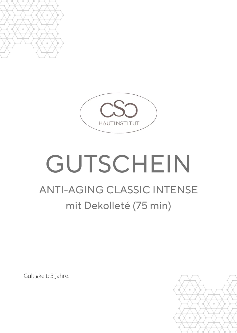Geschenkgutschein Behandlung - ANTI-AGING CLASSIC INTENSE mit Dekolleté (75 min)